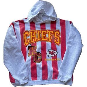 Vintage 90s Kansas City Chiefs striped pullover hoodie sweatshirt